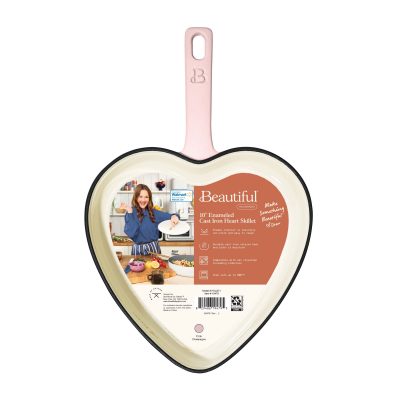 Beautiful 10” Enameled Cast Iron Heart Skillet, Pink Champagne by Drew Barrymore - Image 2