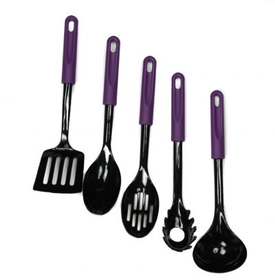 Chef Craft Basic Nylon Kitchen Tool and Utensil Set, 5 Piece Set, Purple