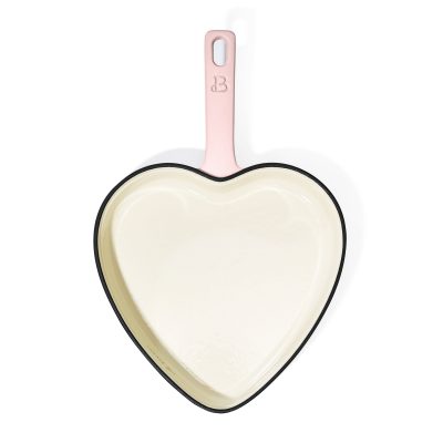 Beautiful 10” Enameled Cast Iron Heart Skillet, Pink Champagne by Drew Barrymore - Image 11